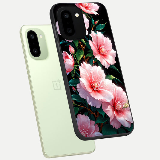  Peach Flower phone case For Oneplus 15R showing premium glass back cover with detailed artwork