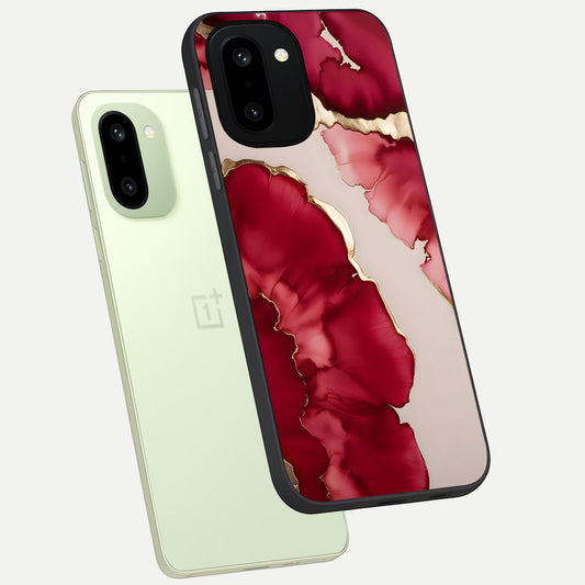  Pink And White Marble phone case For Oneplus 15R showing premium glass back cover with detailed artwork