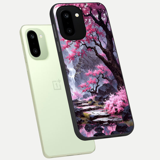  Pink Sunflower Glow phone case For Oneplus 15R showing premium glass back cover with detailed artwork