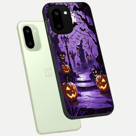  Pumpkin Patch Halloween phone case For Oneplus 15R showing premium glass back cover with detailed artwork