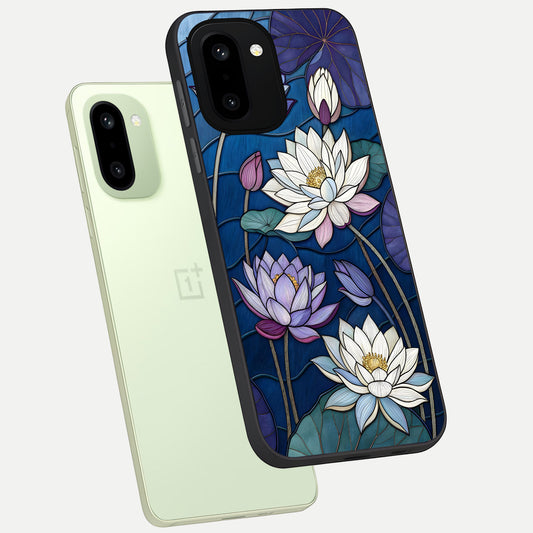  Purple Lotus Stained phone case For Oneplus 15R showing premium glass back cover with detailed artwork