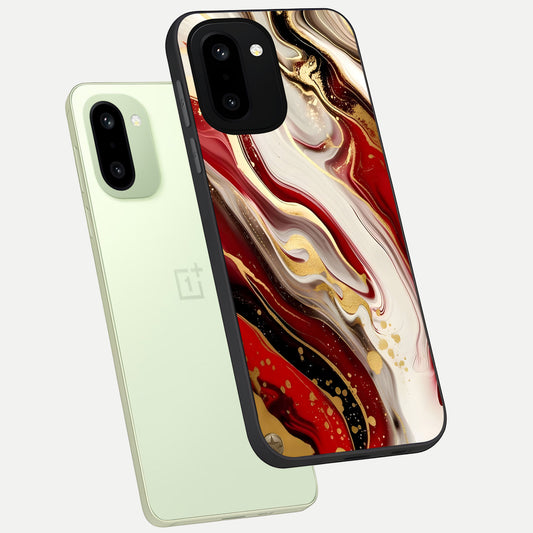  Red And White Marble phone case For Oneplus 15R showing premium glass back cover with detailed artwork