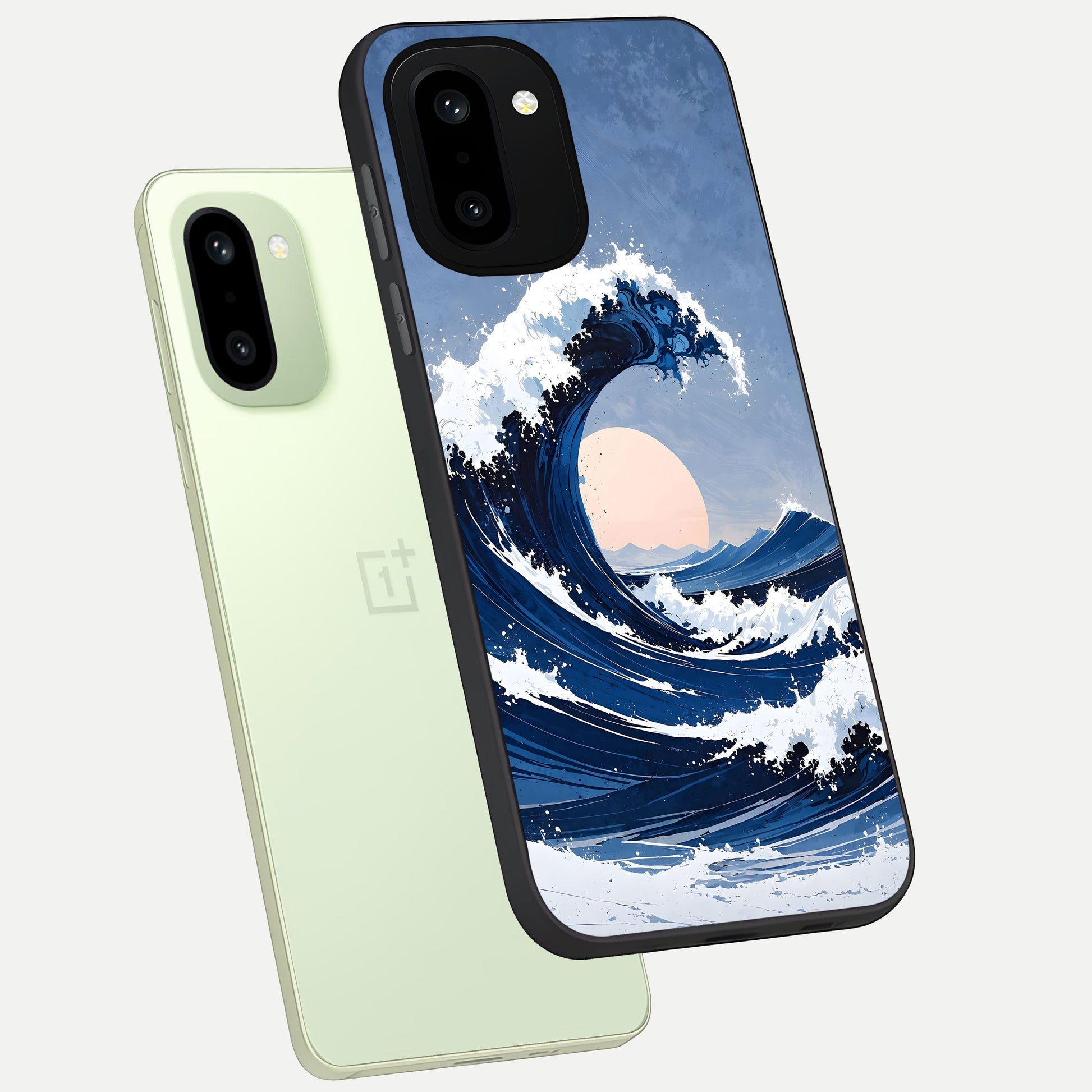  Rising Tide Power phone case For Oneplus 15R showing premium glass back cover with detailed artwork