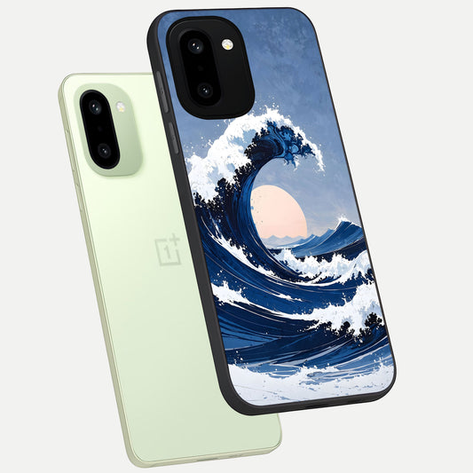  Rising Tide Power phone case For Oneplus 15R showing premium glass back cover with detailed artwork