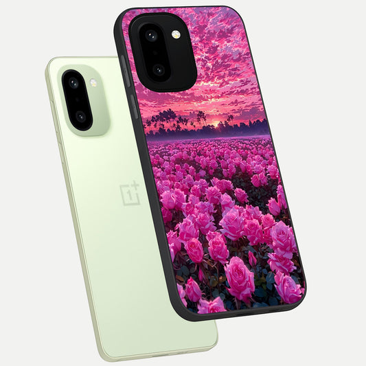  Rose Sunset Valley phone case For Oneplus 15R showing premium glass back cover with detailed artwork