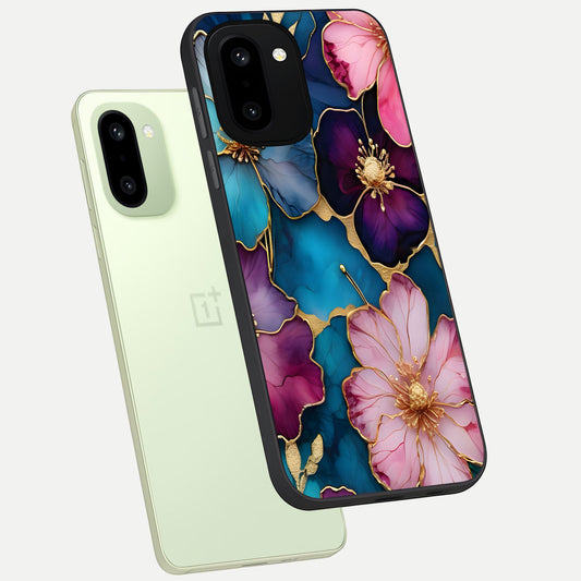  Sparkle Floral phone case For Oneplus 15R showing premium glass back cover with detailed artwork