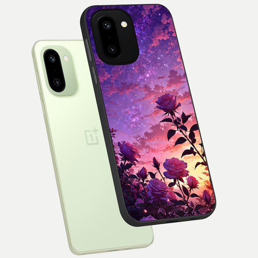  Starlit Rose Twilight phone case For Oneplus 15R showing premium glass back cover with detailed artwork
