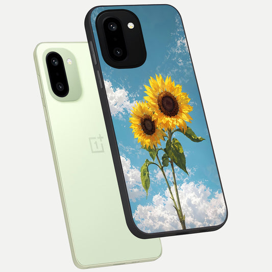  Sunlit Daisy Glow phone case For Oneplus 15R showing premium glass back cover with detailed artwork