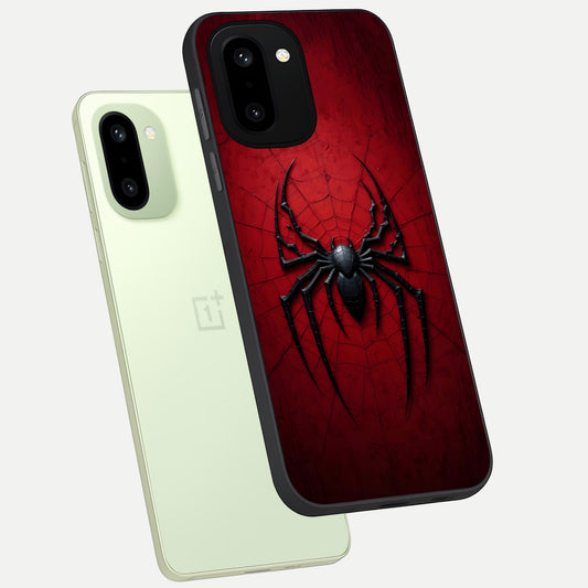  Superhero Web Emblem phone case For Oneplus 15R showing premium glass back cover with detailed artwork