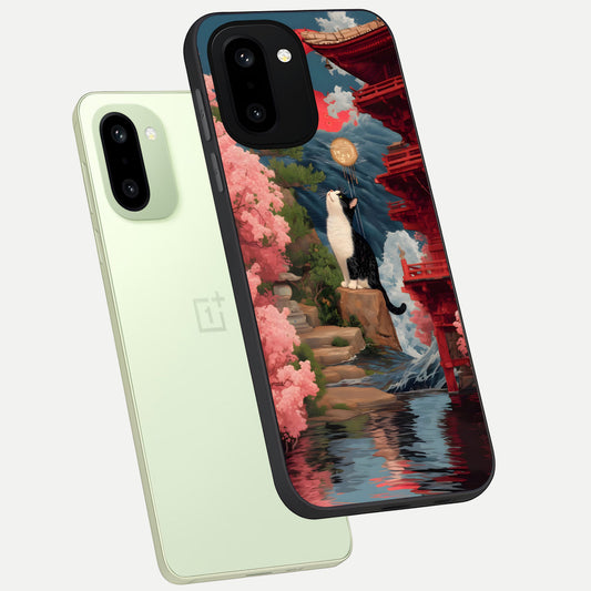  Temple Cat Scenery phone case For Oneplus 15R showing premium glass back cover with detailed artwork