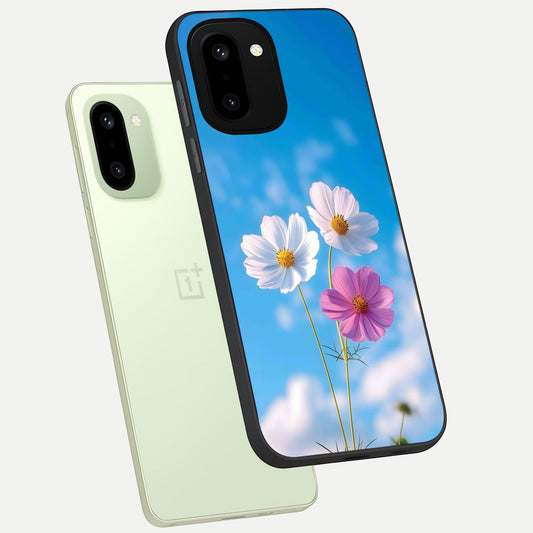 Tripple Flowers With Sky phone case For Oneplus 15R showing premium glass back cover with detailed artwork