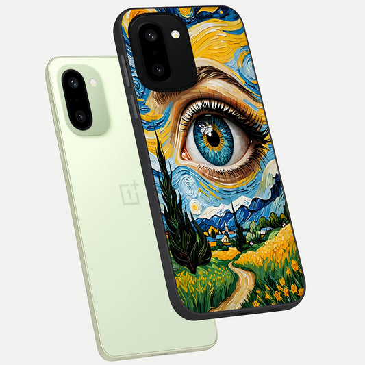  Van Gogh Eye phone case For Oneplus 15R showing premium glass back cover with detailed artwork
