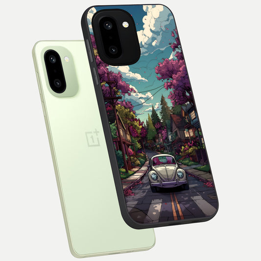  Vintage Street Drive phone case For Oneplus 15R showing premium glass back cover with detailed artwork