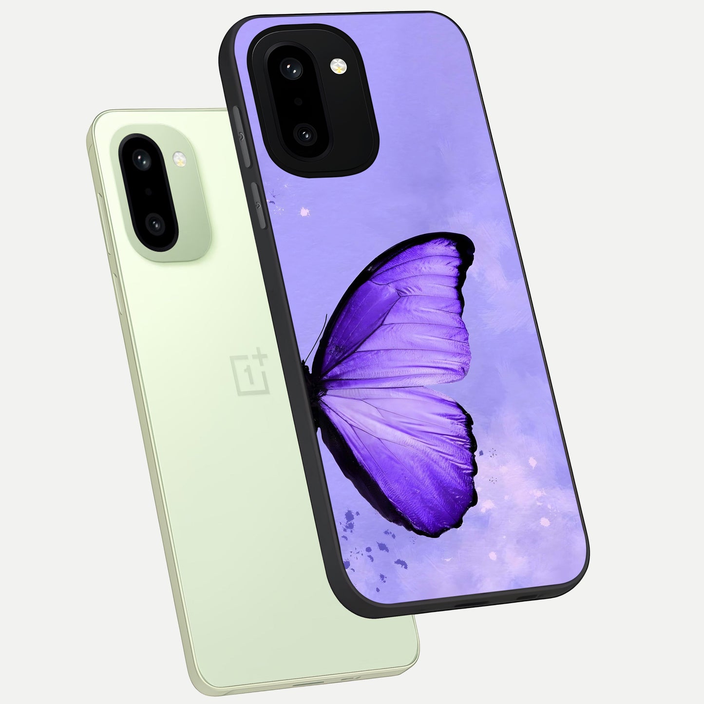  Violet Dream Wing phone case For Oneplus 15R showing premium glass back cover with detailed artwork