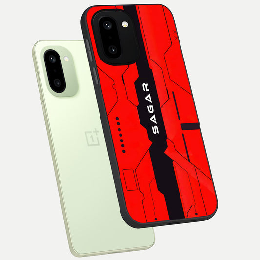  Voltage Rise CYBERPUNK Custom Name phone case For Oneplus 15R showing premium custom name glass back cover