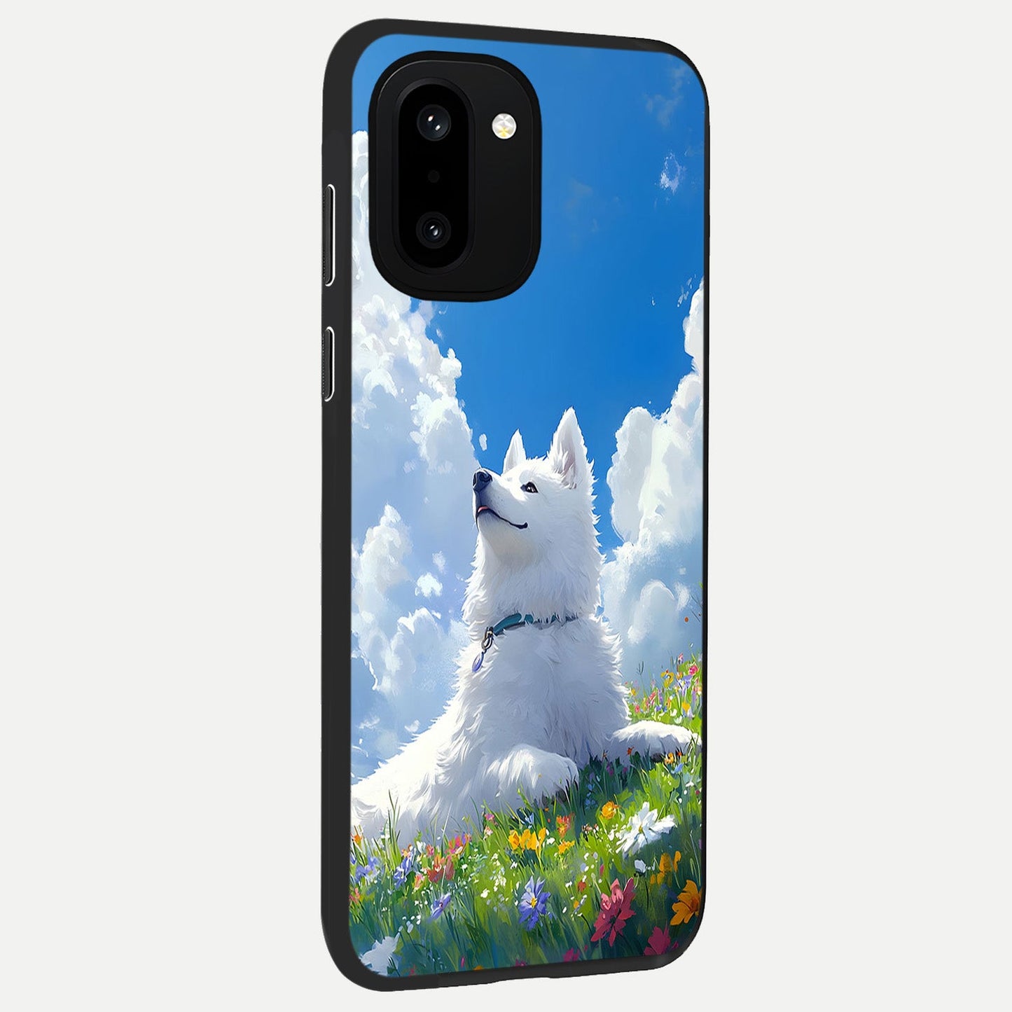  Blissful Cloud Pup back cover For Oneplus 15R slim fit glass case with vibrant aesthetic design
