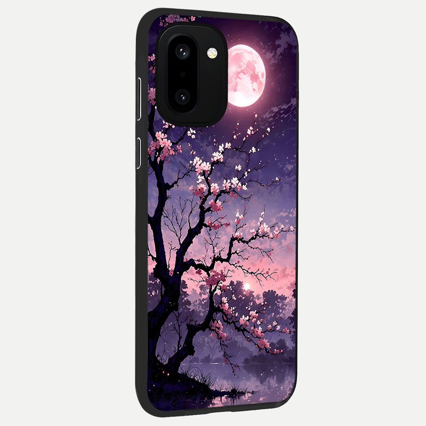  Blossom Pink Moon back cover For Oneplus 15R slim fit glass case with vibrant aesthetic design