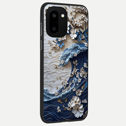 Blossom Wave Art back cover For Oneplus 15R slim fit glass case with vibrant aesthetic design