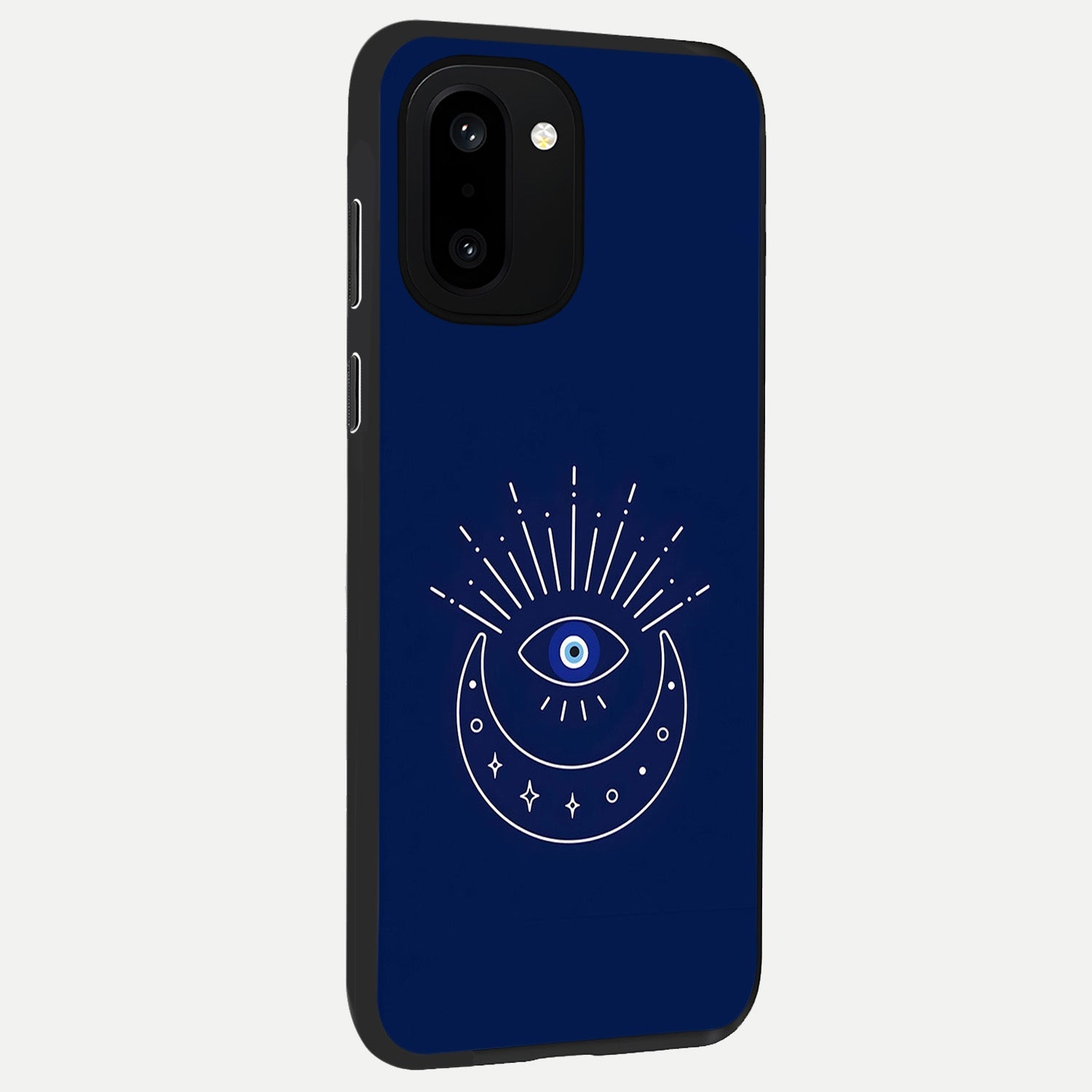  Blue Evil Eye back cover For Oneplus 15R slim fit glass case with vibrant aesthetic design