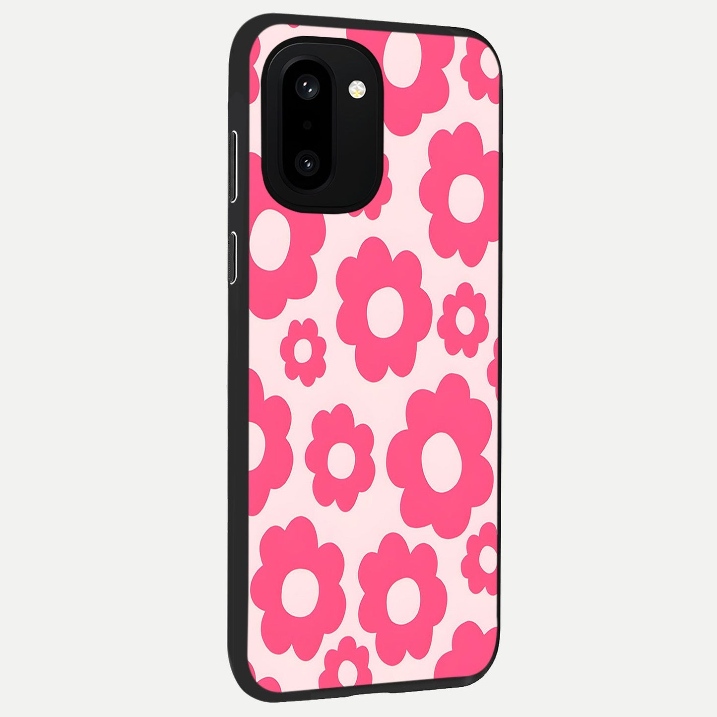  Blush Flower Pop back cover For Oneplus 15R slim fit glass case with vibrant aesthetic design