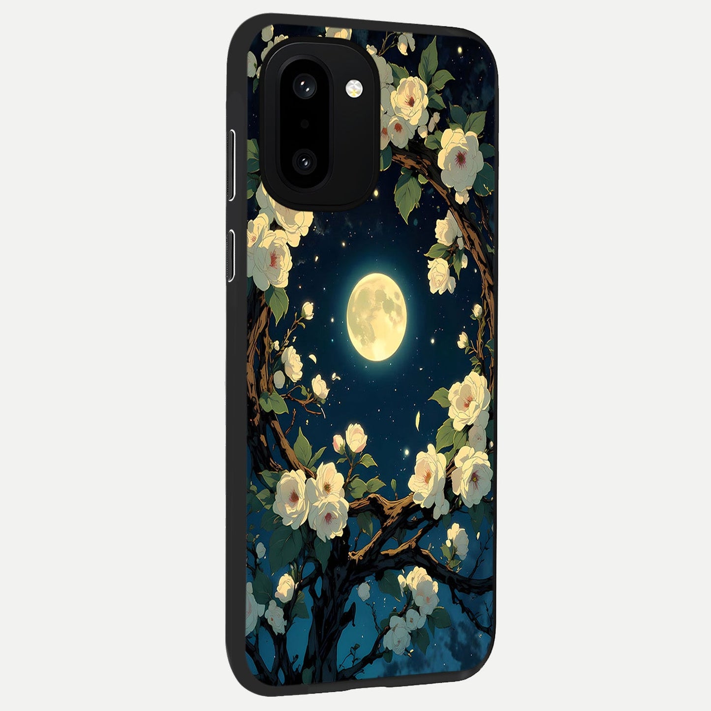  Celestial Moon And Flower back cover For Oneplus 15R slim fit glass case with vibrant aesthetic design