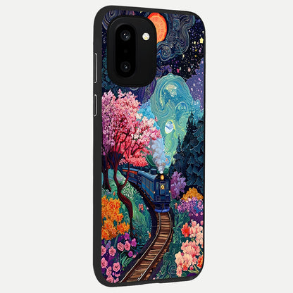  Celestial Train Journey back cover For Oneplus 15R slim fit glass case with vibrant aesthetic design