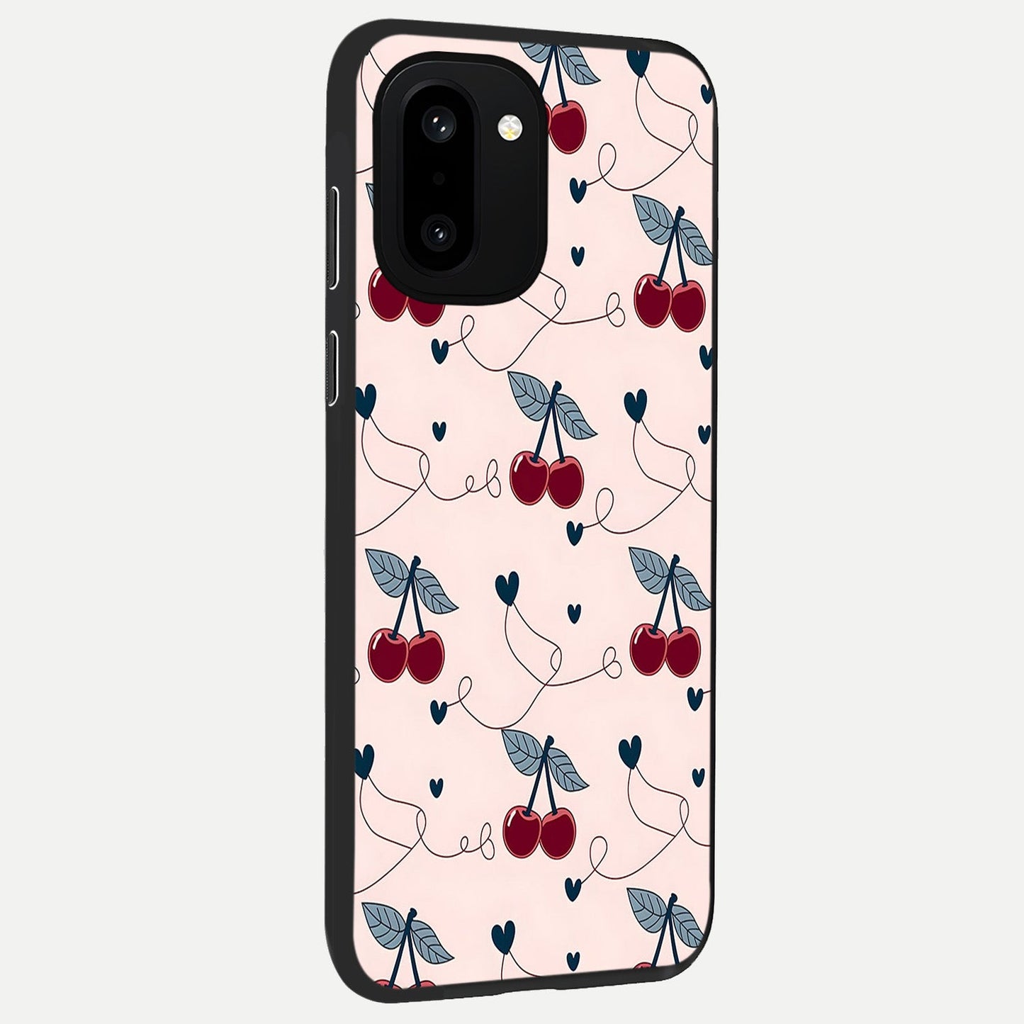  Cherry Heart Bow back cover For Oneplus 15R slim fit glass case with vibrant aesthetic design