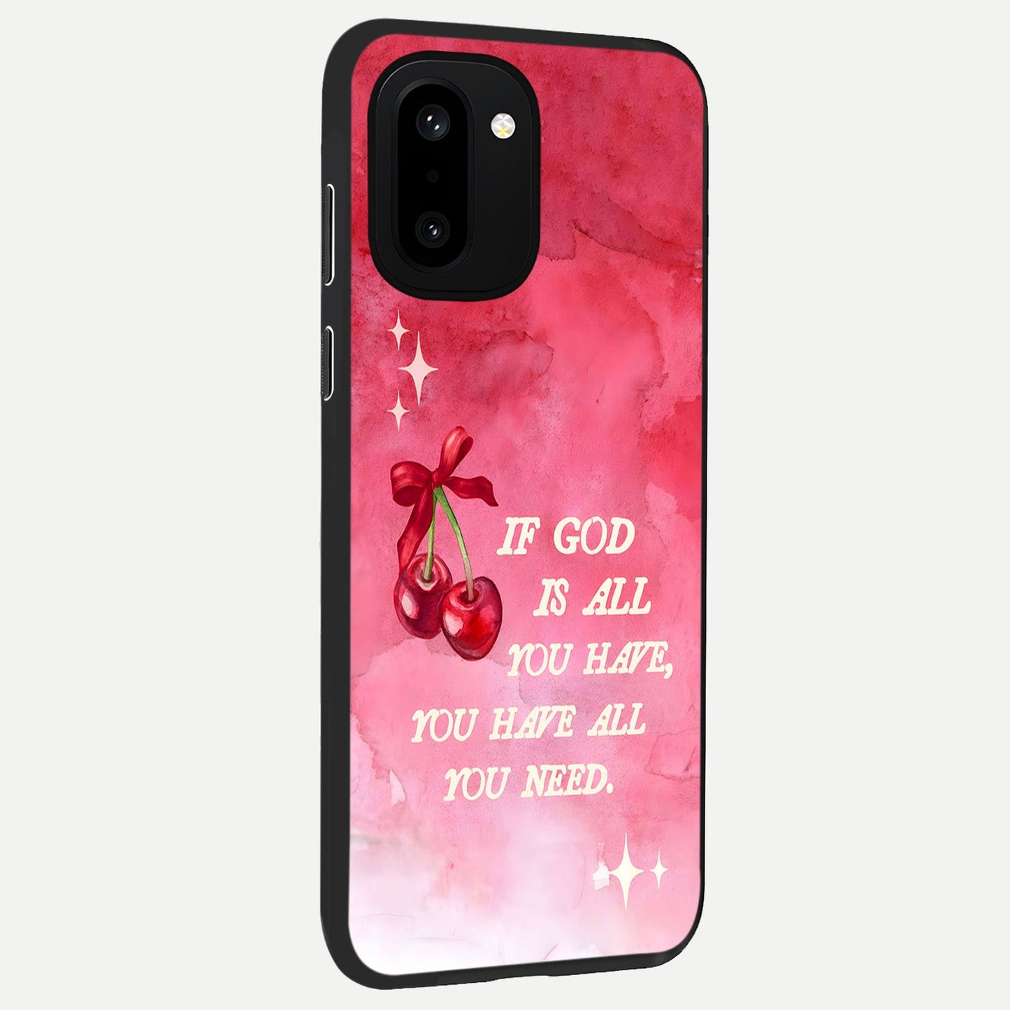  Cherry Quote back cover For Oneplus 15R slim fit glass case with vibrant aesthetic design