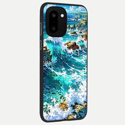  Coastal Blue Waves back cover For Oneplus 15R slim fit glass case with vibrant aesthetic design