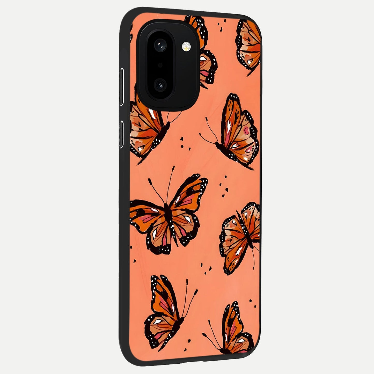  Coral Wing Butterfly back cover For Oneplus 15R slim fit glass case with vibrant aesthetic design