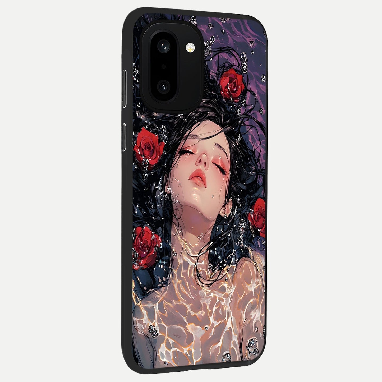  Crimson Rose Serenity back cover For Oneplus 15R slim fit glass case with vibrant aesthetic design