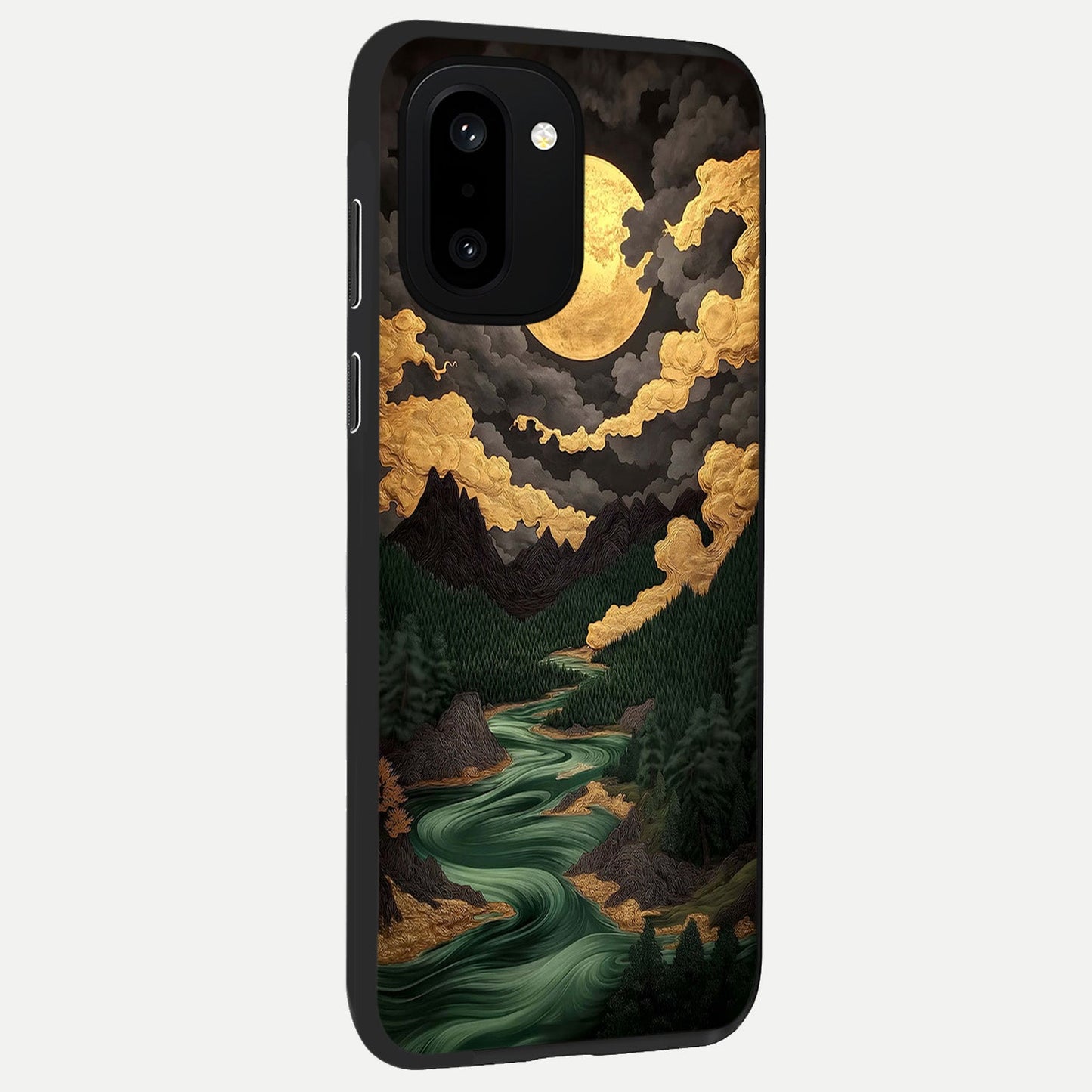  Golden River Moon back cover For Oneplus 15R slim fit glass case with vibrant aesthetic design