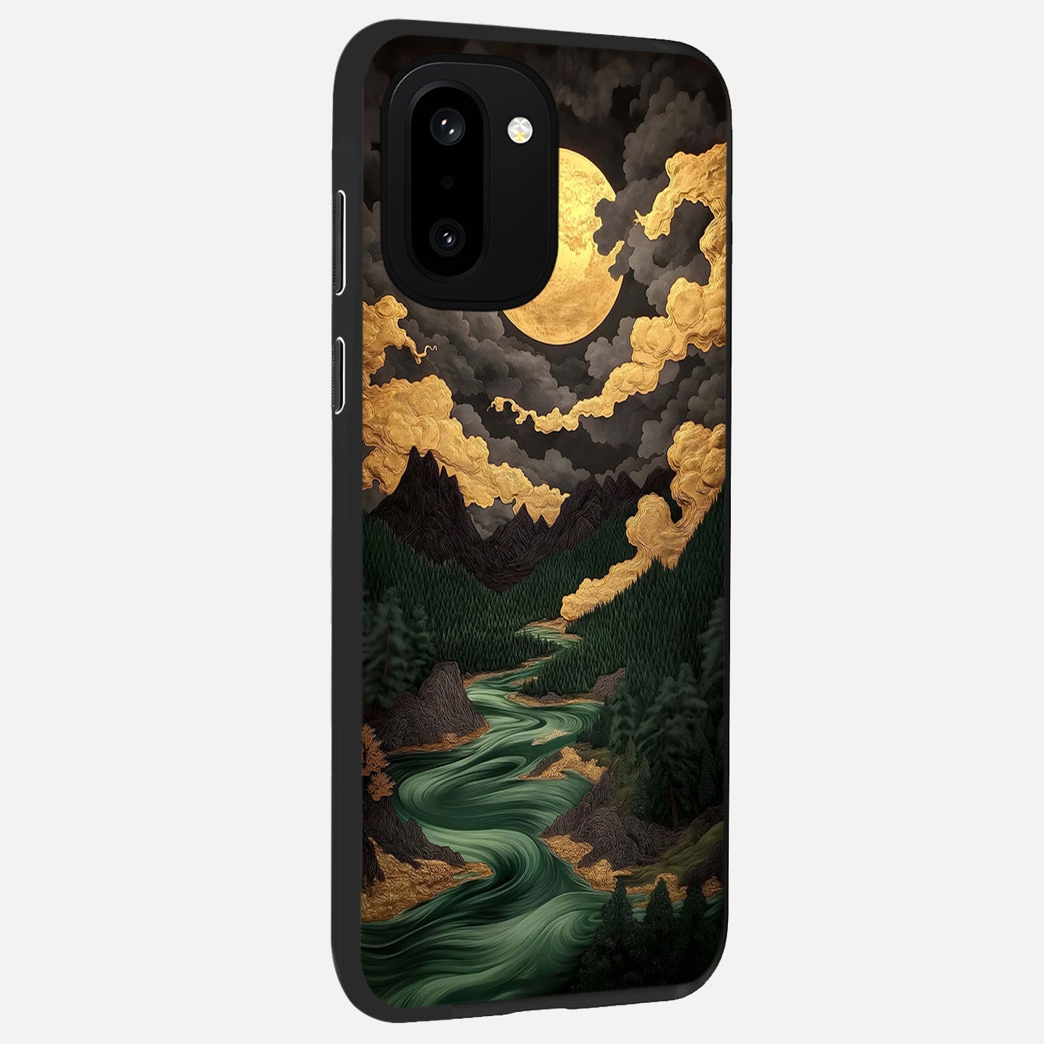  Golden River Moon back cover For Oneplus 15R slim fit glass case with vibrant aesthetic design