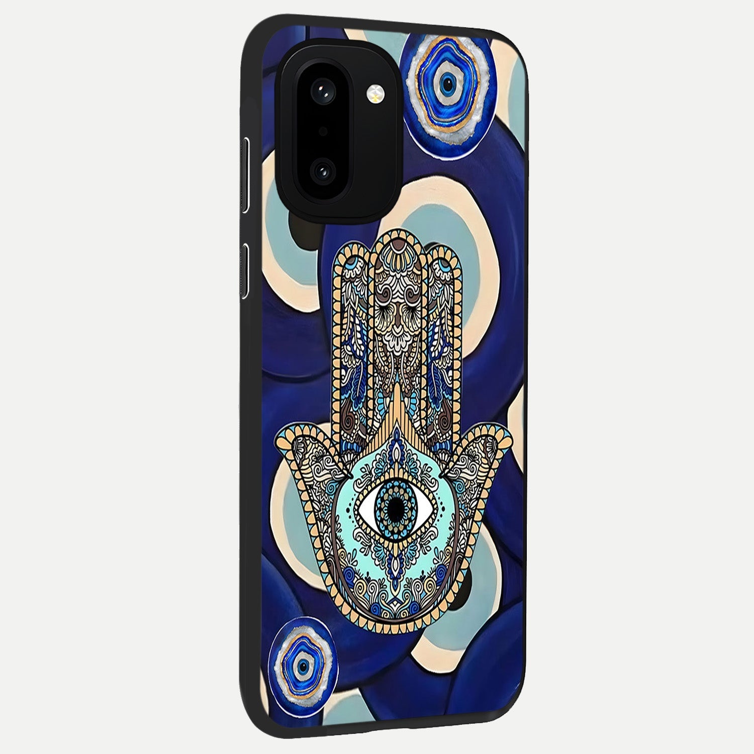  Hamsa Divine Guard back cover For Oneplus 15R slim fit glass case with vibrant aesthetic design