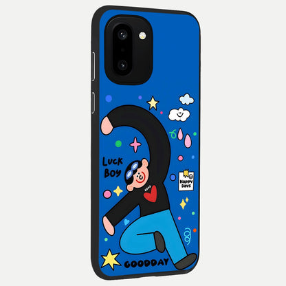  Happy Luck Vibe back cover For Oneplus 15R slim fit glass case with vibrant aesthetic design