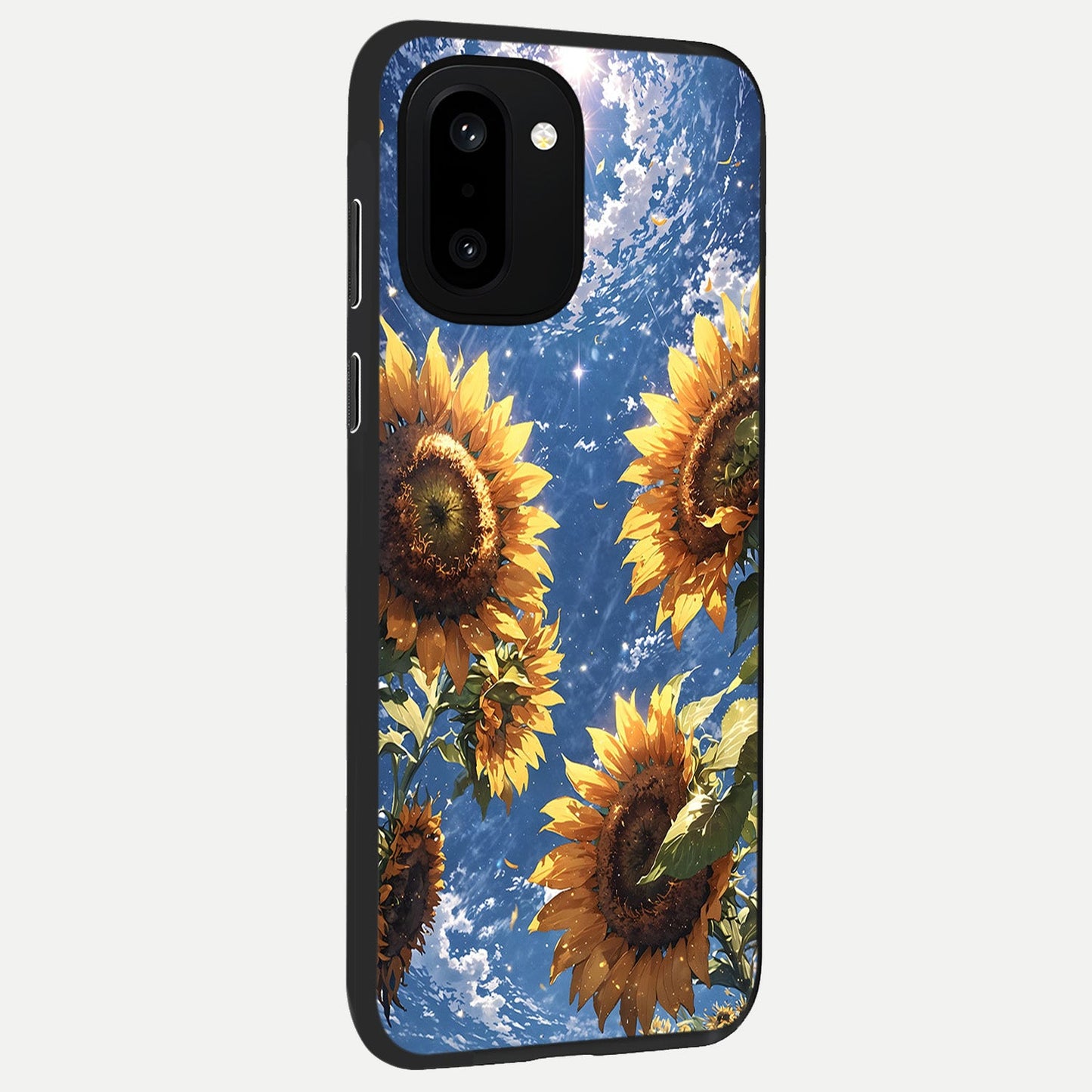  Heavenly Sunflower Rise back cover For Oneplus 15R slim fit glass case with vibrant aesthetic design