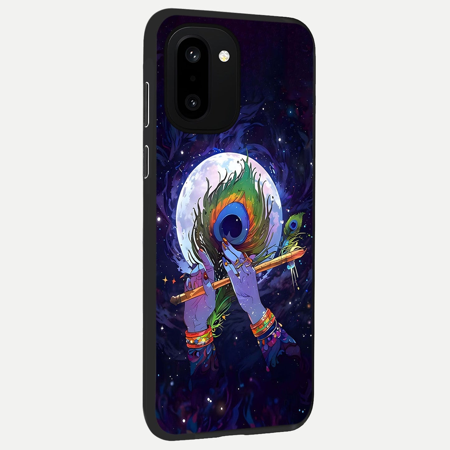  Krishna Hands Art back cover For Oneplus 15R slim fit glass case with vibrant aesthetic design