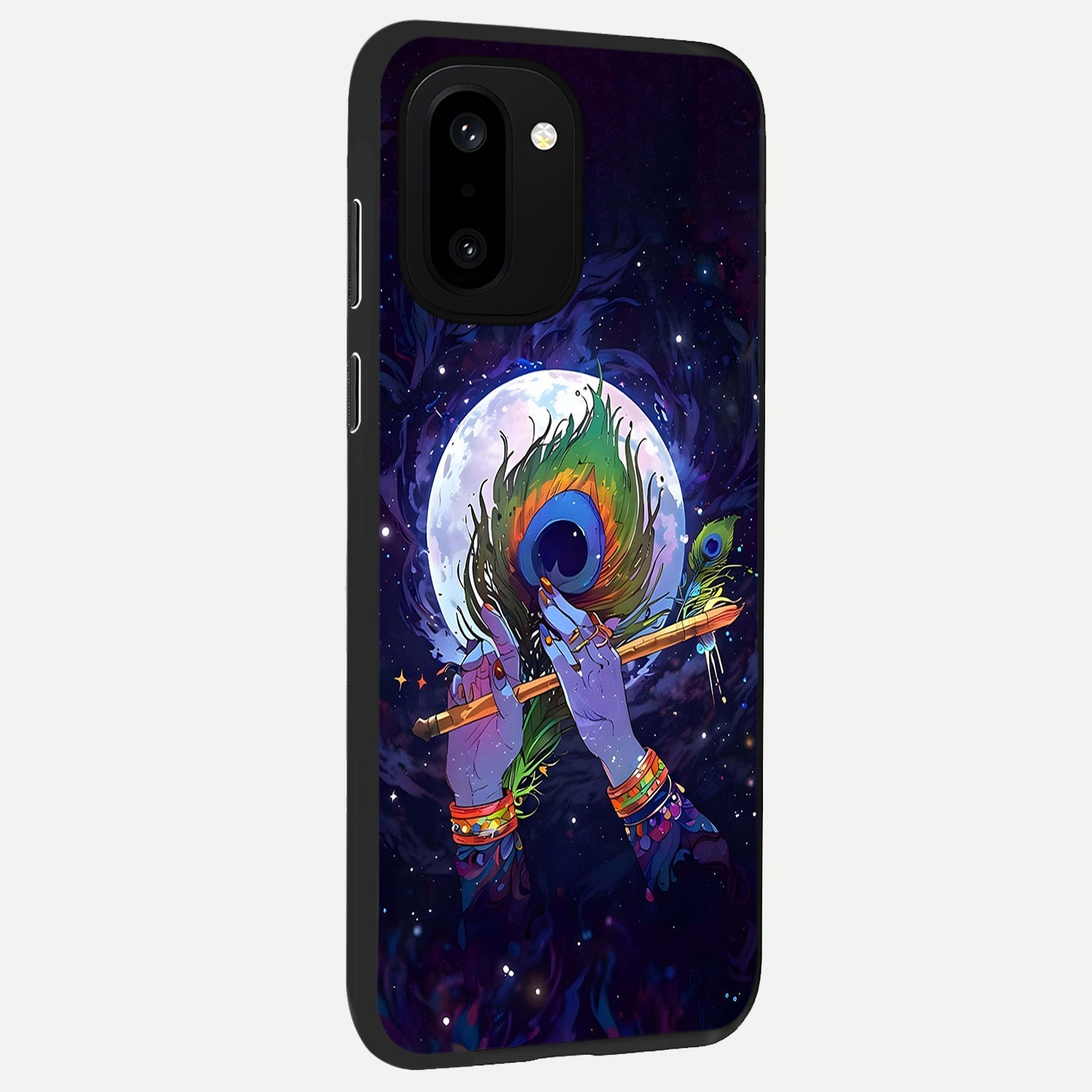  Krishna Hands Art back cover For Oneplus 15R slim fit glass case with vibrant aesthetic design