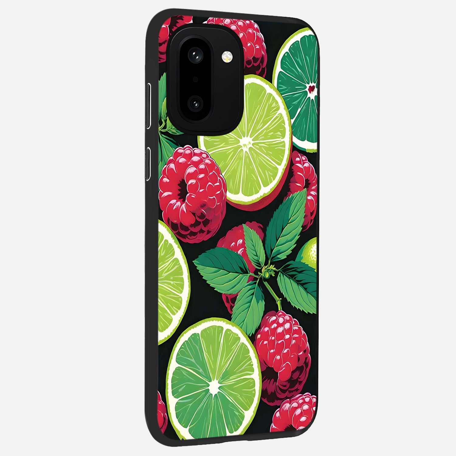  Lime and Raspberry Pattern back cover For Oneplus 15R slim fit glass case with vibrant aesthetic design