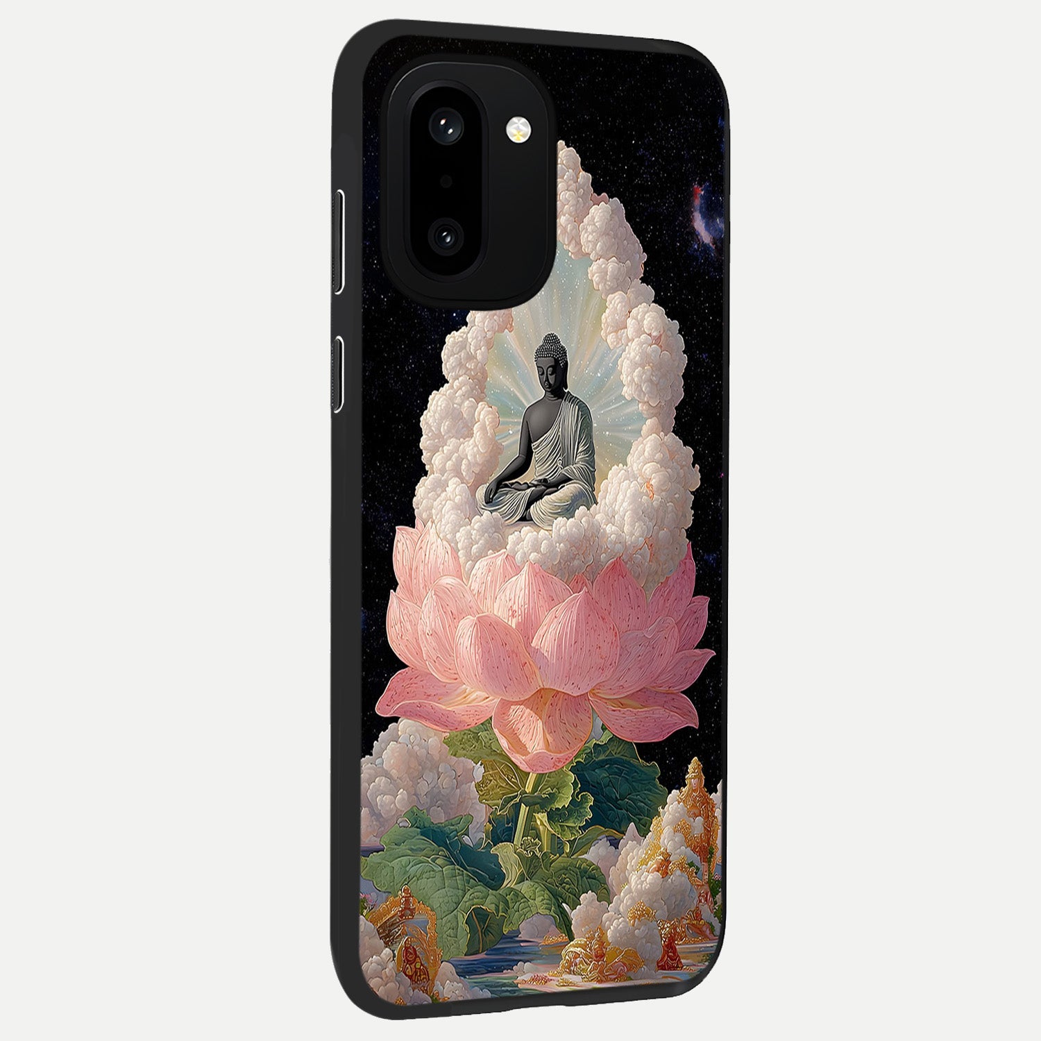  Lotus Divine Peace back cover For Oneplus 15R slim fit glass case with vibrant aesthetic design