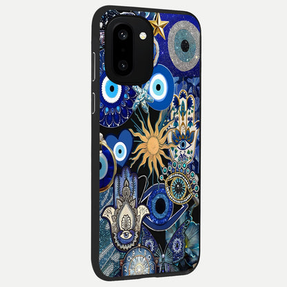  Mystic Blue Evil Eye back cover For Oneplus 15R slim fit glass case with vibrant aesthetic design