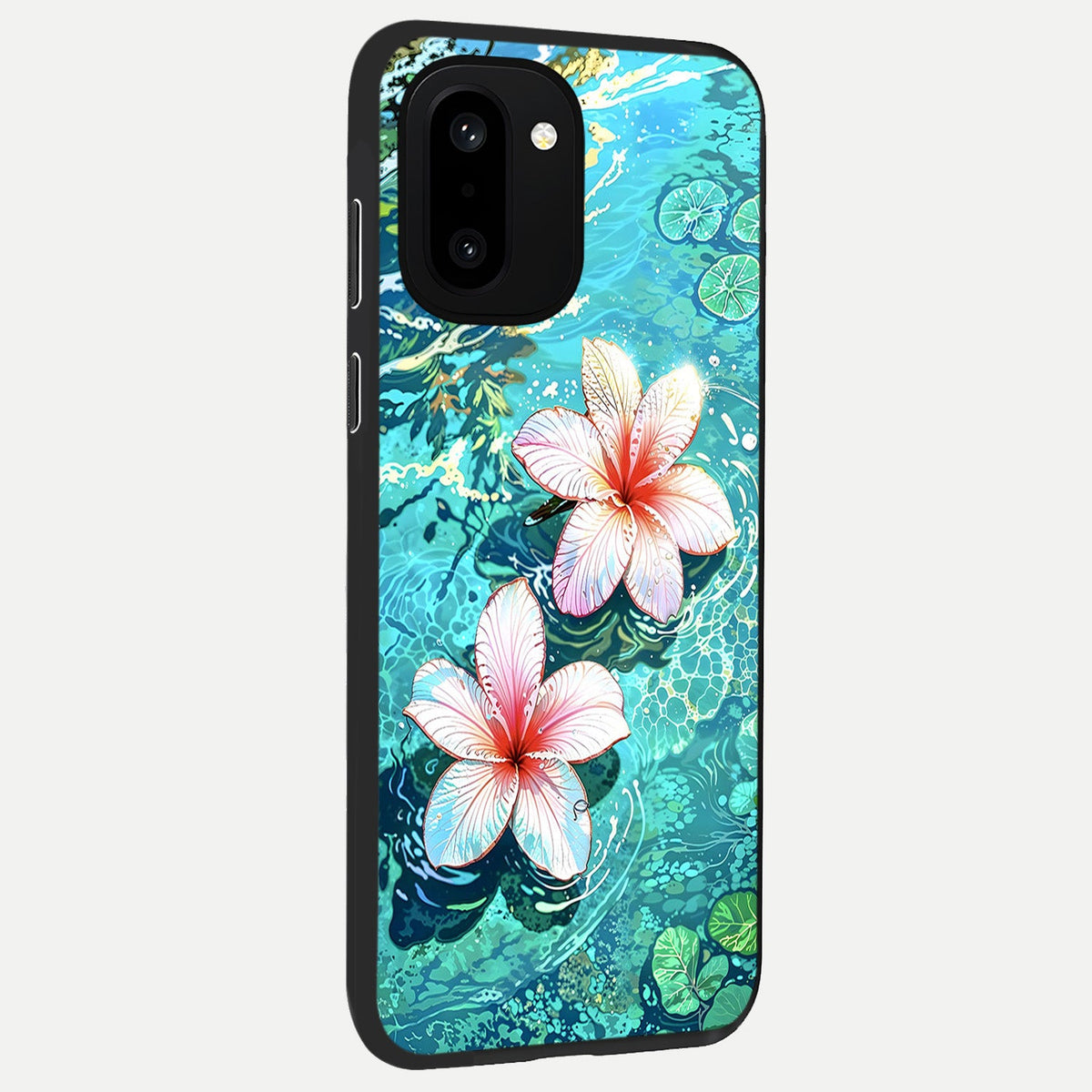  Pink Flowers in Water back cover For Oneplus 15R slim fit glass case with vibrant aesthetic design