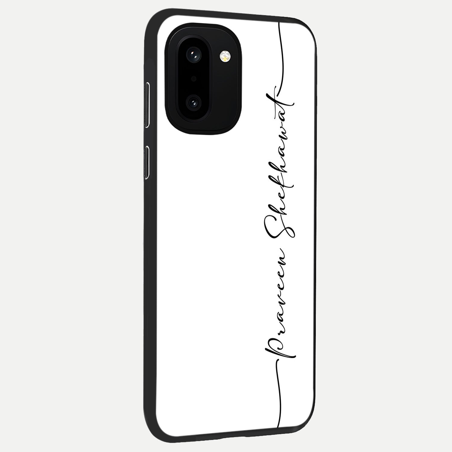  White Tune Custom Name back cover For Oneplus 15R slim fit personalized glass case with aesthetic design