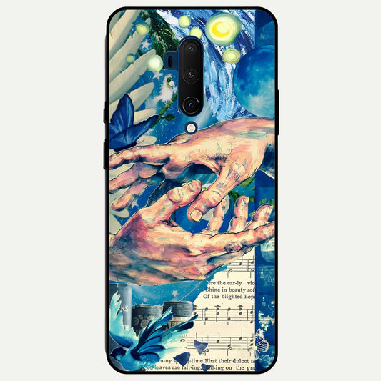  Aesthetic Divider Glass Case For OnePlus 7T Pro back cover – full design glossy printed glass finish