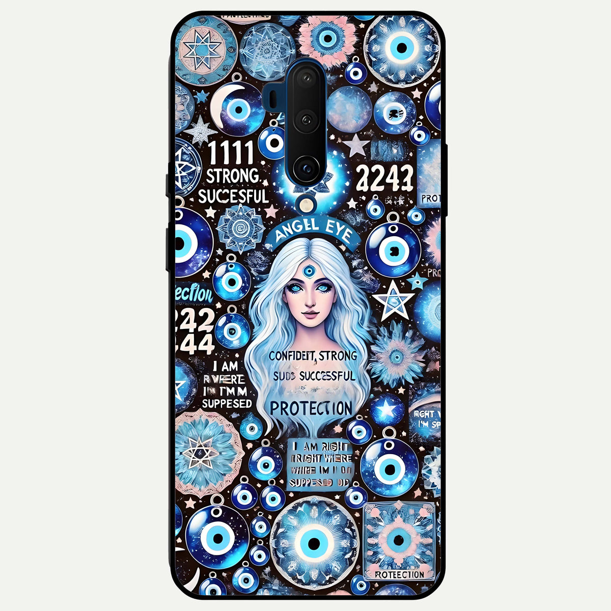 Angel Aura Shield Glass Case For OnePlus 7T Pro back cover – full design glossy printed glass finish