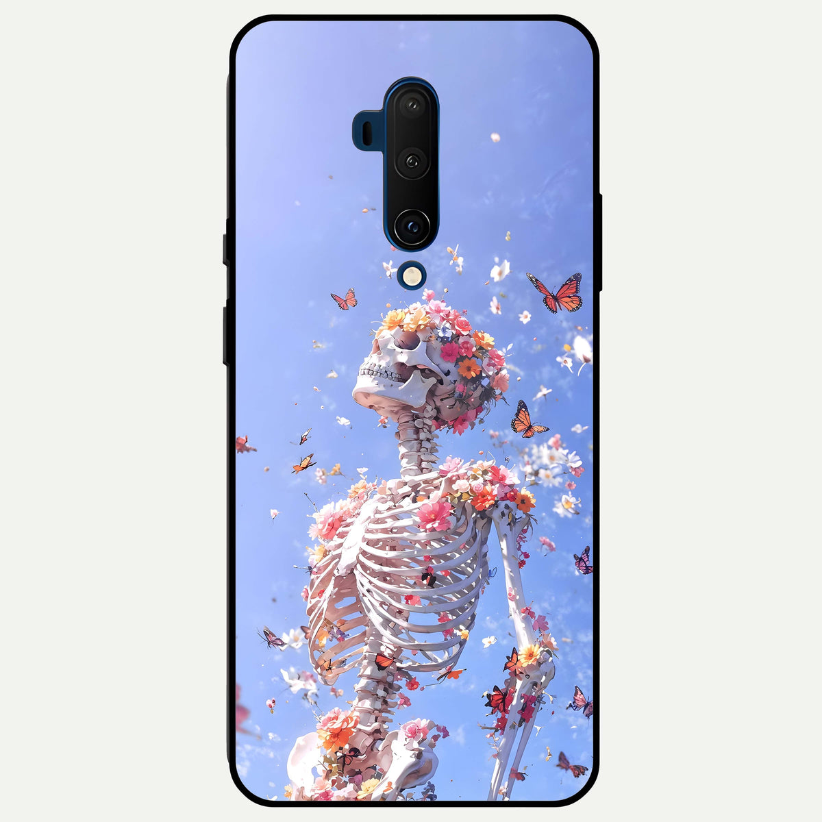  Bloom Beyond Bones Glass Case For OnePlus 7T Pro back cover – full design glossy printed glass finish