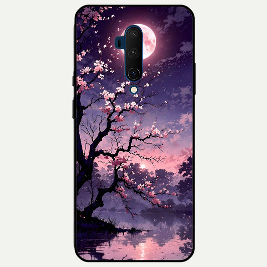  Blossom Pink Moon Glass Case For OnePlus 7T Pro back cover – full design glossy printed glass finish