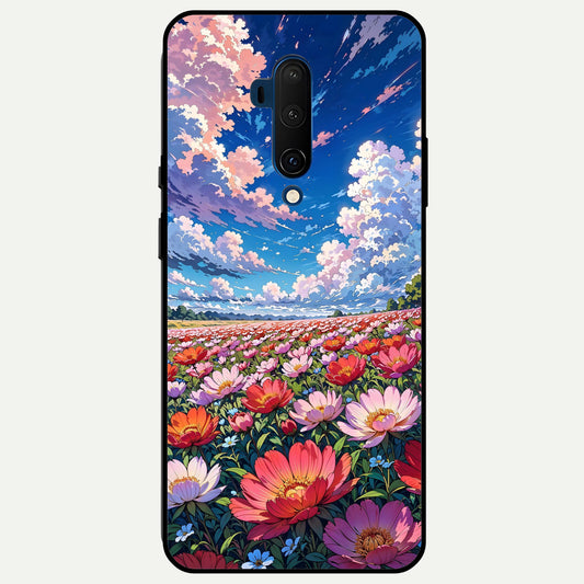  Blossom Sky Field Glass Case For OnePlus 7T Pro back cover – full design glossy printed glass finish