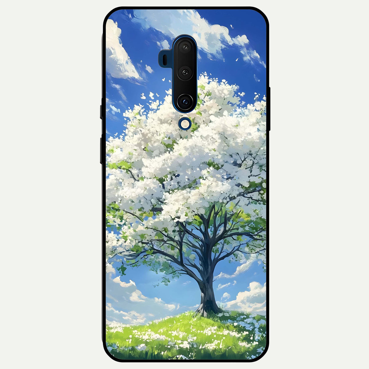  Blossom Sky Serenity Glass Case For OnePlus 7T Pro back cover – full design glossy printed glass finish