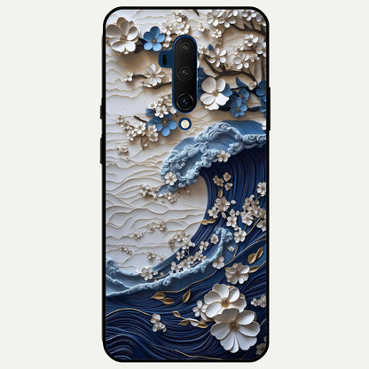  Blossom Wave Art Glass Case For OnePlus 7T Pro back cover – full design glossy printed glass finish